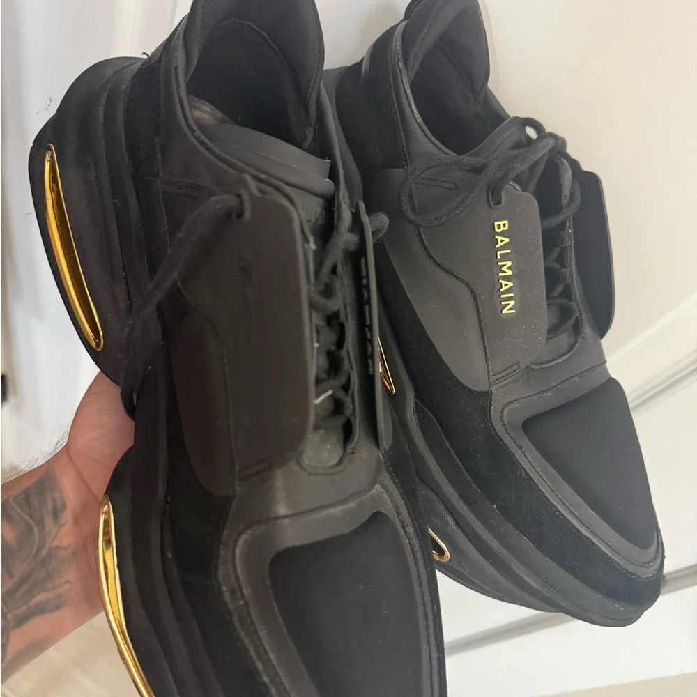 Balmain Black and Gold Chunky Sneakers